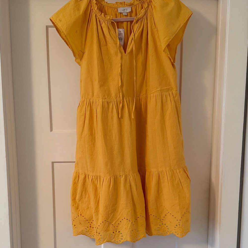 LOFT Mustard Eyelet Kids Dress